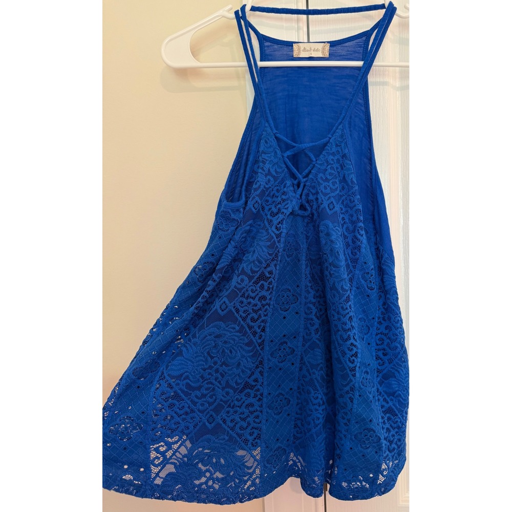 Altard State Womens Royal Blue Lace Front Halter Tank Top Size Small Strappy